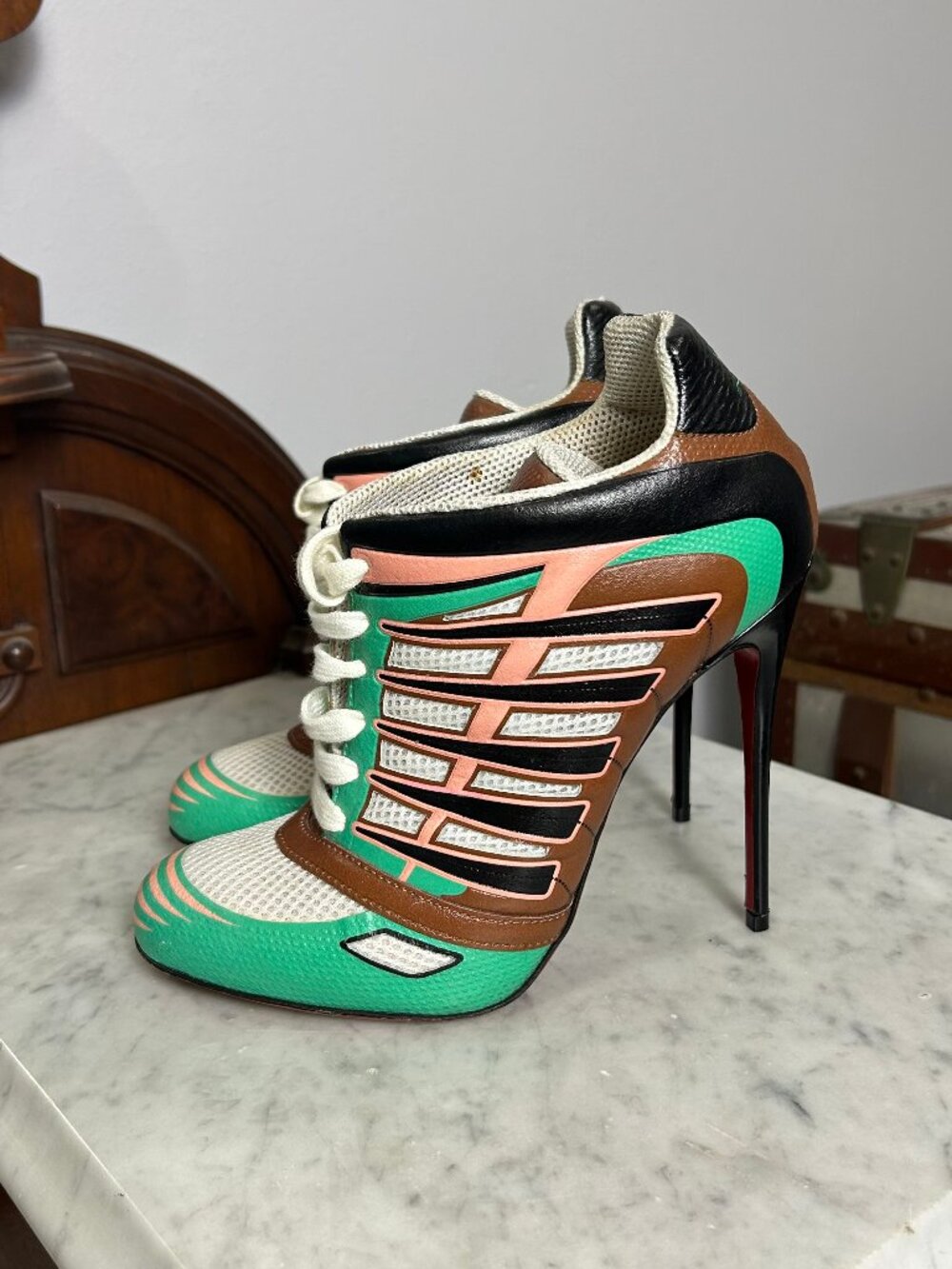 Christian Louboutin Boltina 120 Mint/Brown Sneaker Heels size 38.5